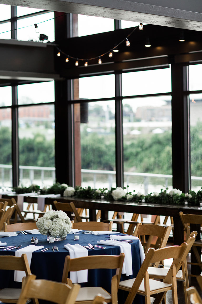 Navy Blue and White Wedding Reception