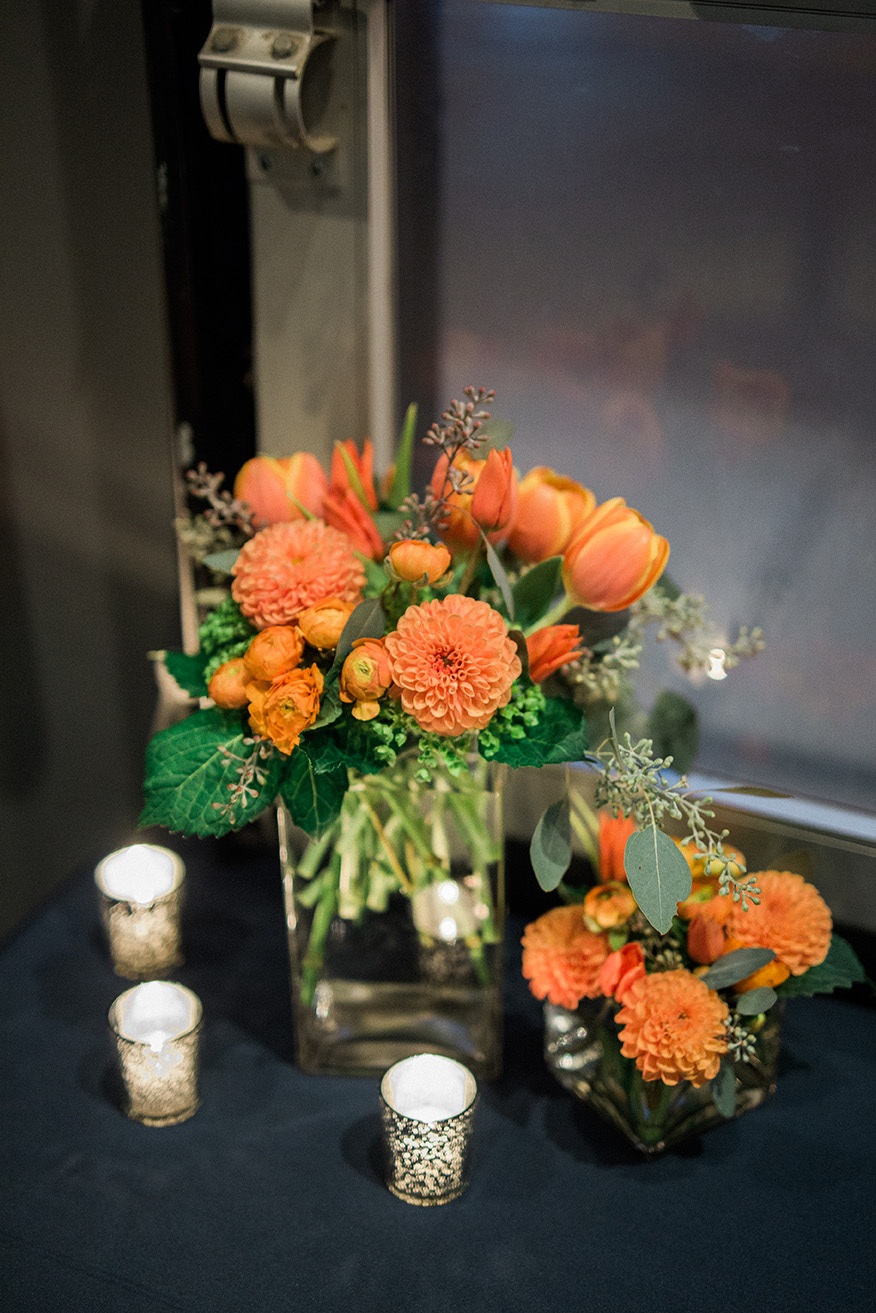 Wedding Reception Orange Floral Arrangement