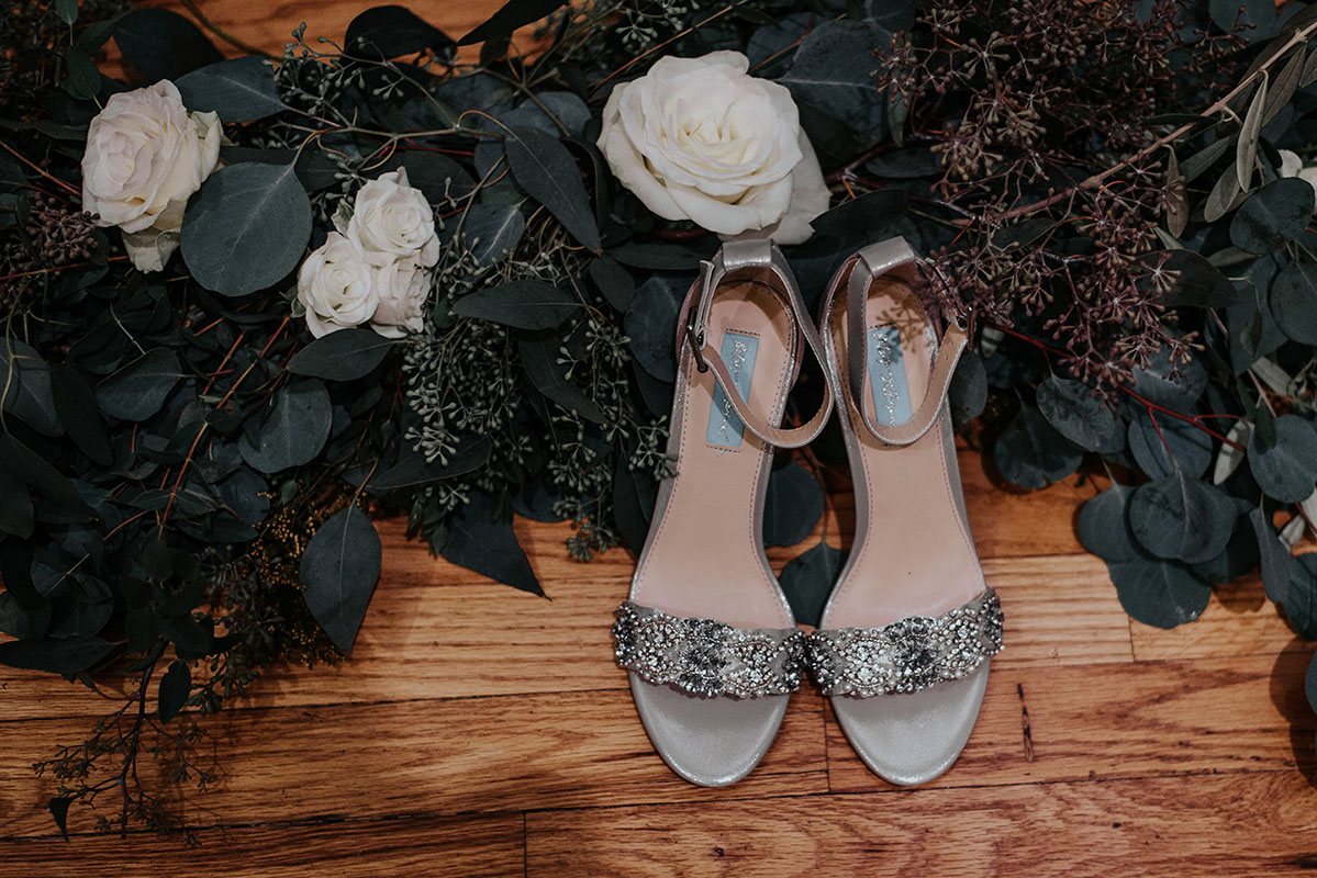 Bridal Shoes and Greenery