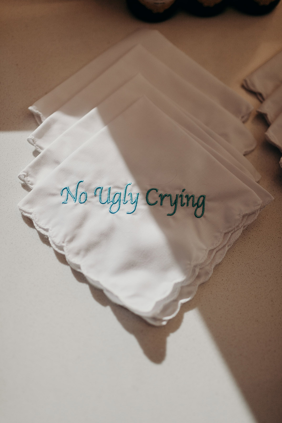 White & Blue 'No Ugly Crying' Handkerchief