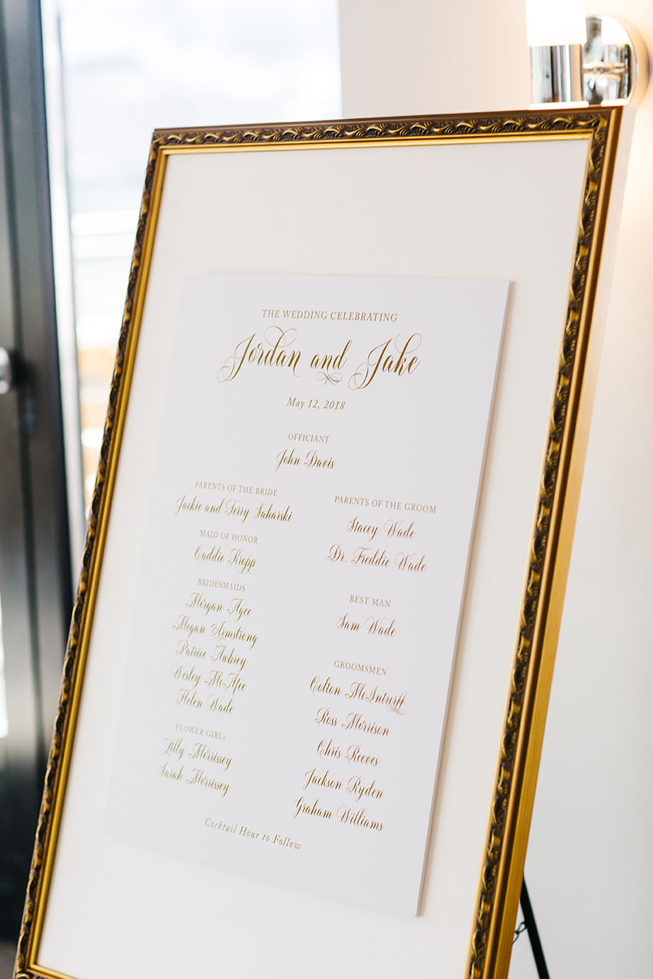 White and Gold Wedding Ceremony Program Sign