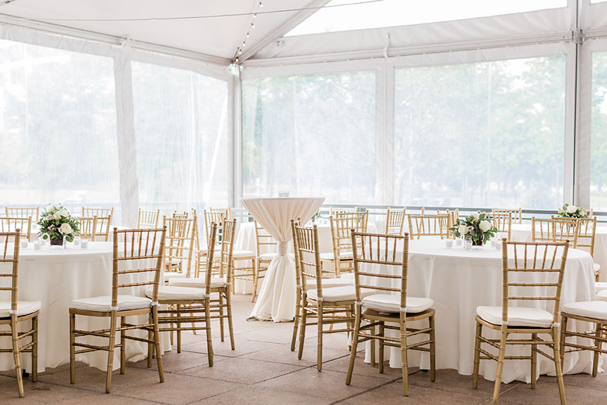 Ivory and Gold Wedding Reception Patio Tent