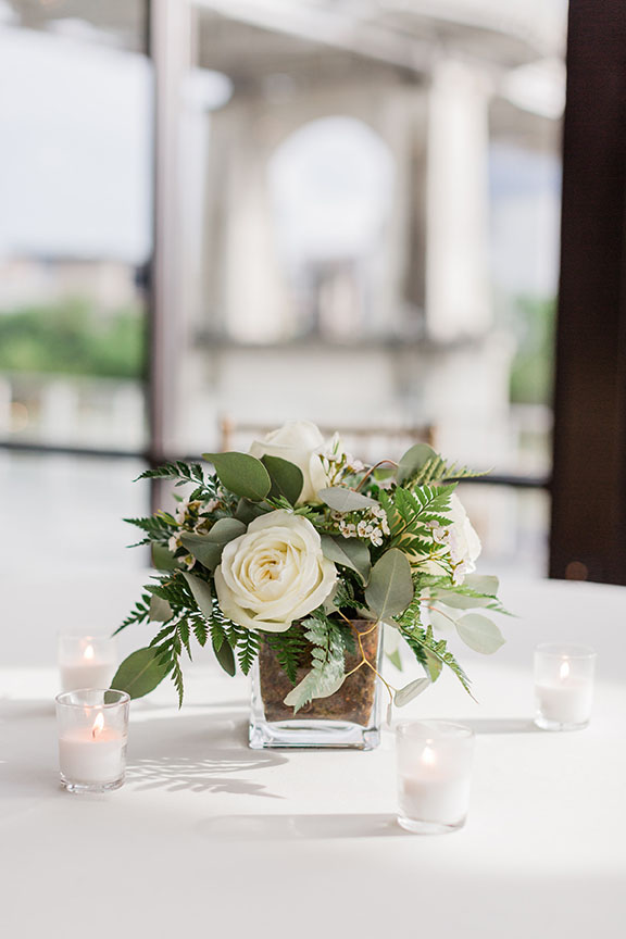 Small White Greenery Floral Centerpiece