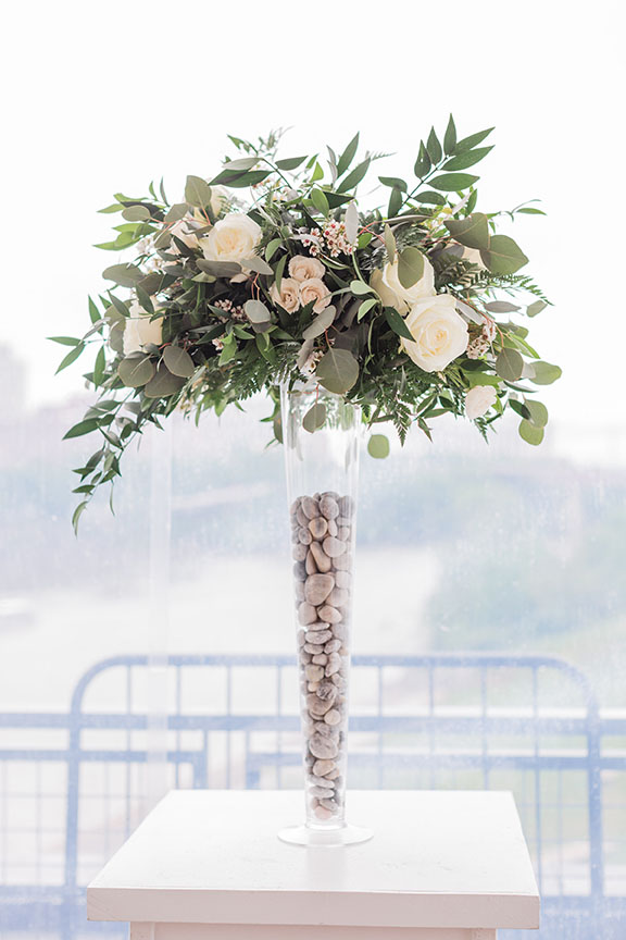 Tall Spring Wedding Ceremony Floral Arrangement