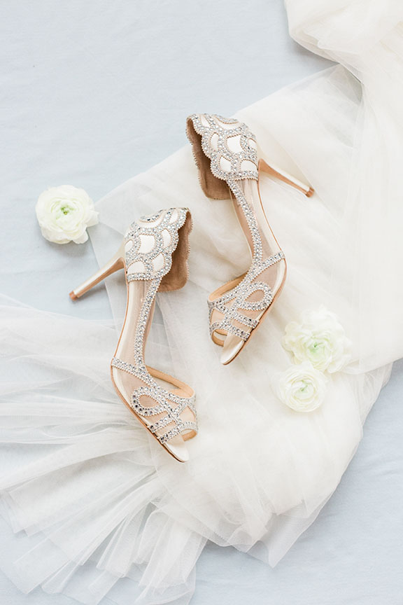 Lauren's Sparkly Wedding Heels With Veil Flat Lay