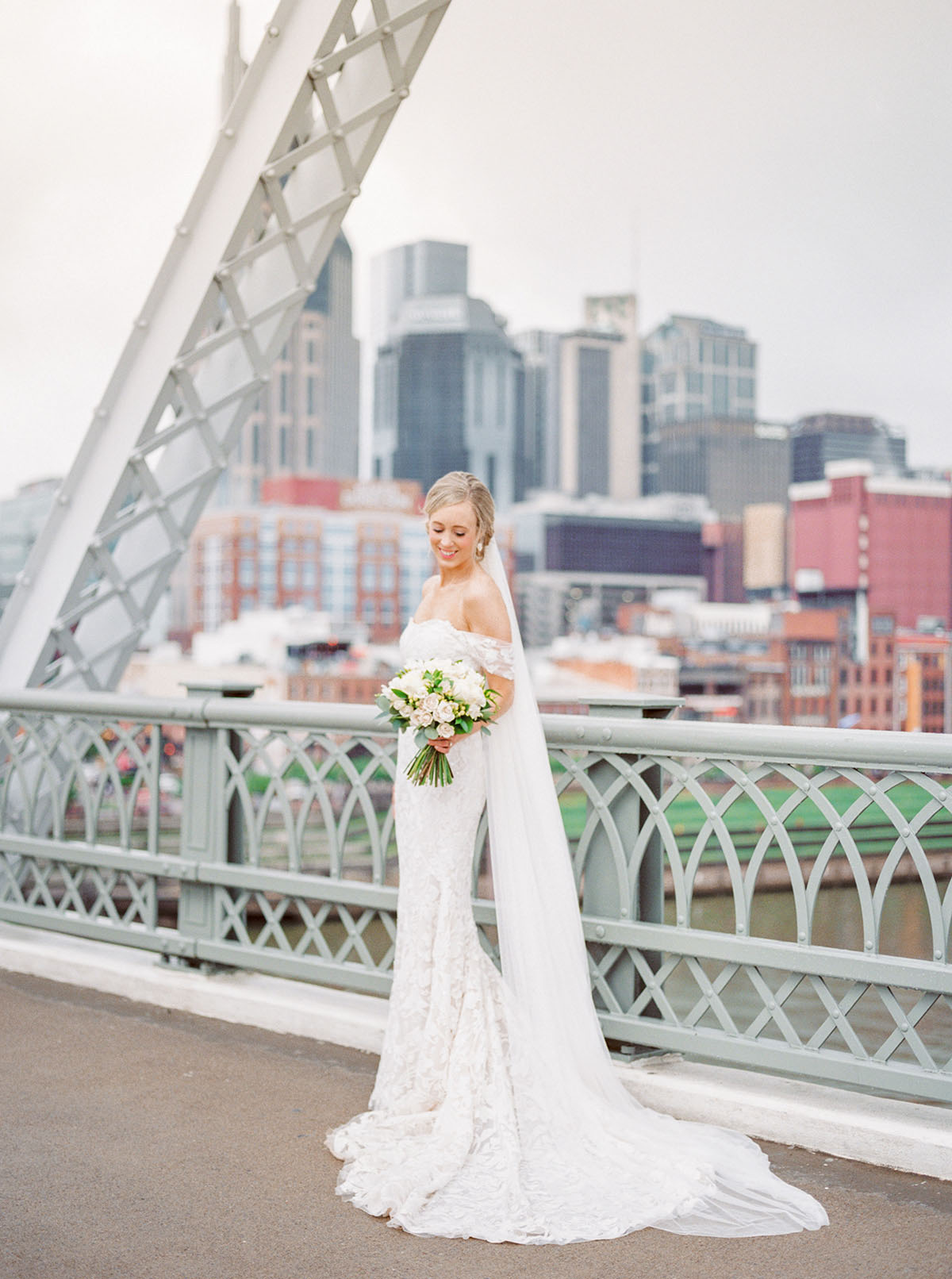 Lauren's Bridal Portrait on Pedestrian Bridge