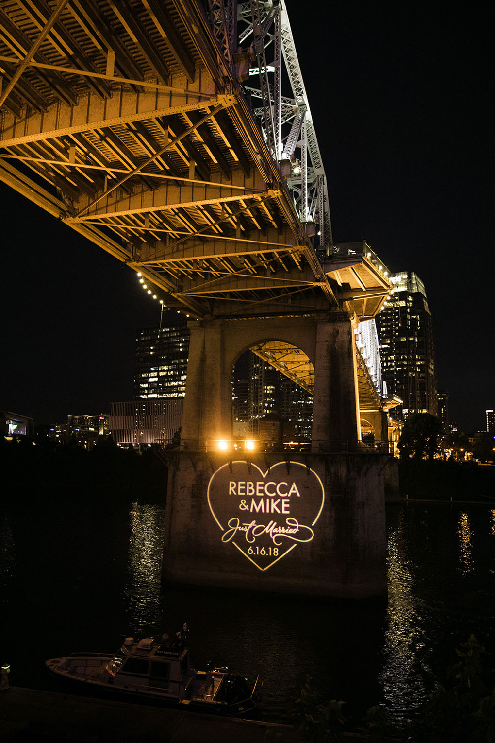 Becca and Mike's Gobo on the Pedestrian Bridge