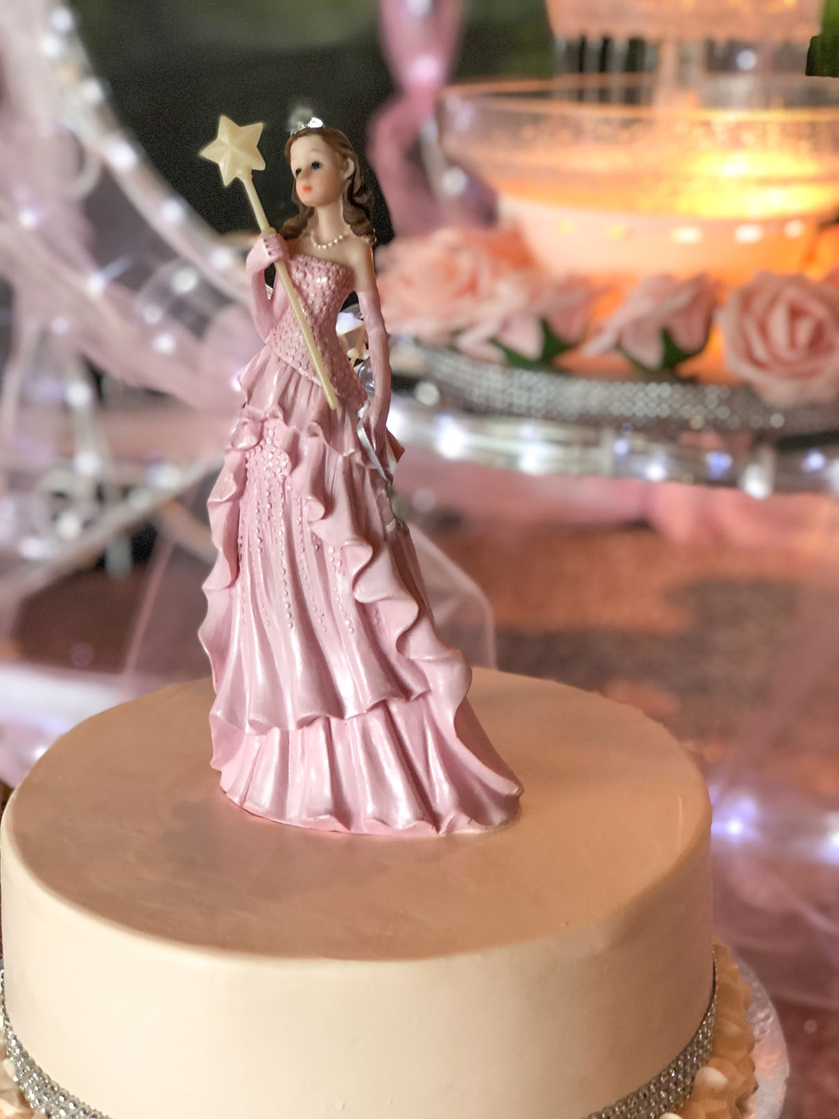 Pink Quinceanera Cake Topper