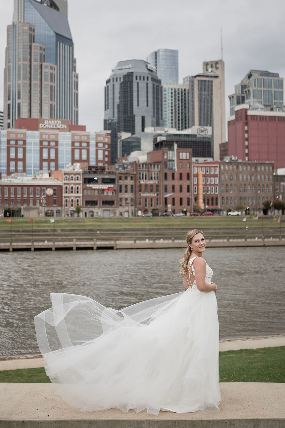 Meredith on Riverfront in Wedding Dress