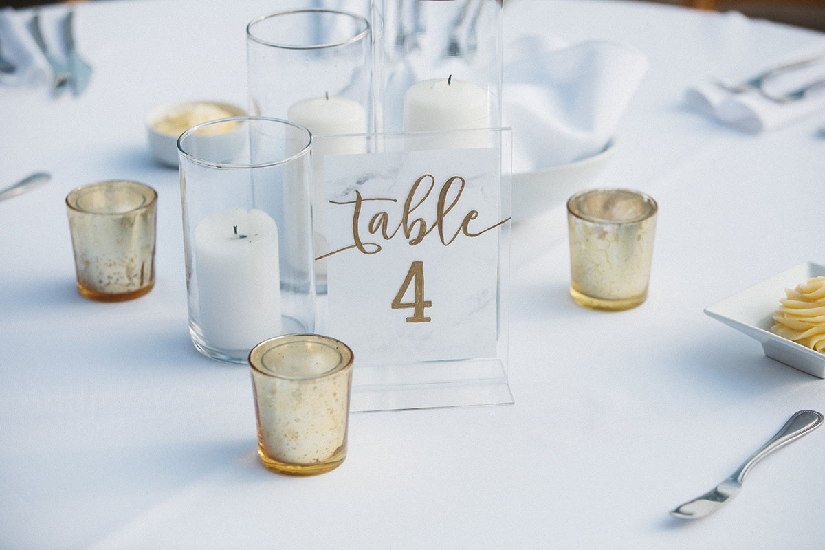 White and Gold Wedding Reception Tablescape