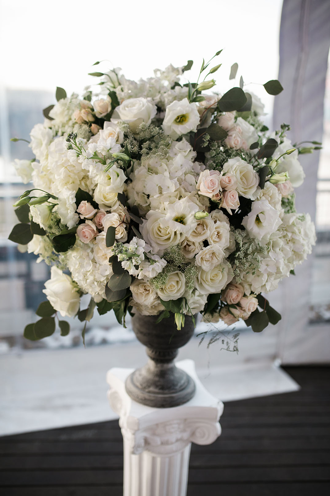 Classic Winter Wedding Altar Flowers