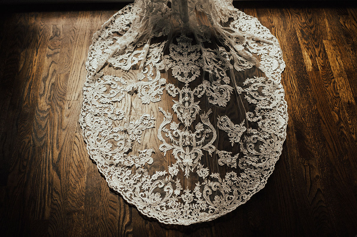 Chloe's Lace Wedding Dress Train Detail