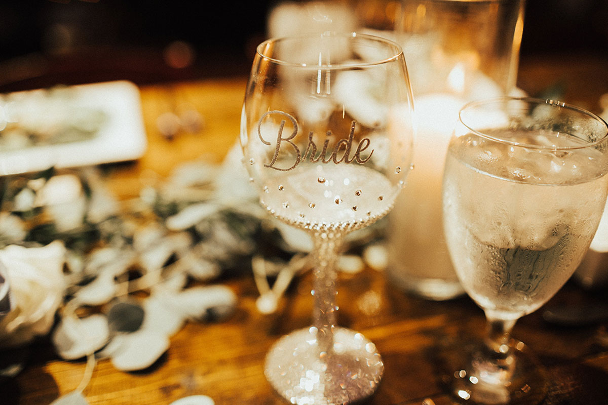 Rhinestone 'Bride' Wine Glass