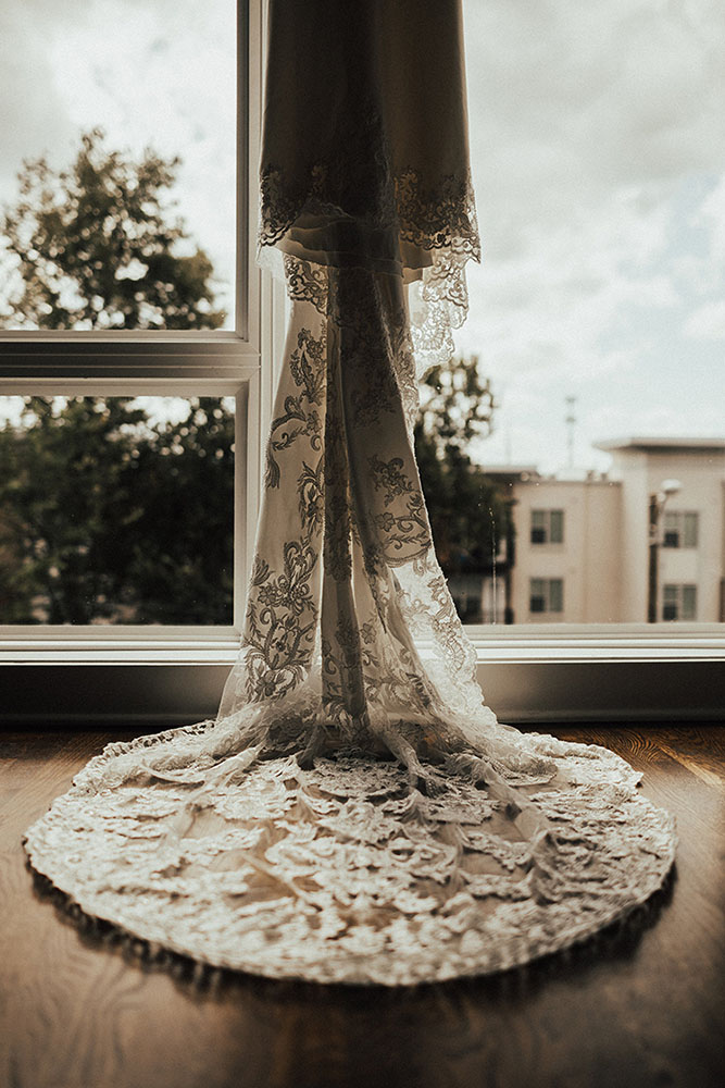 Chloe's Lace Wedding Dress Train Detail