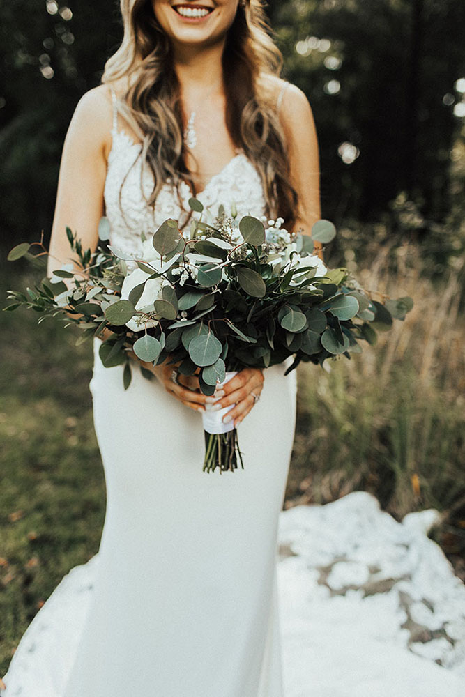 Chloe Holding Her Greenery Bouquet