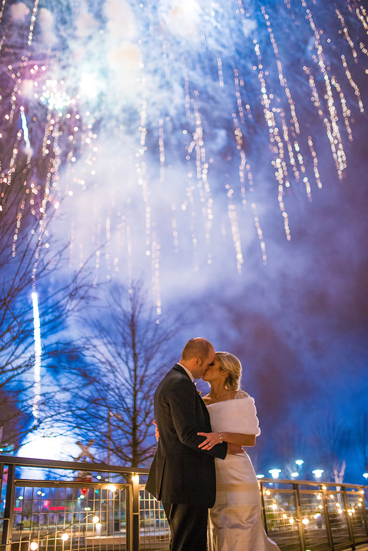 Liz and Chris Kissing Under Fireworks