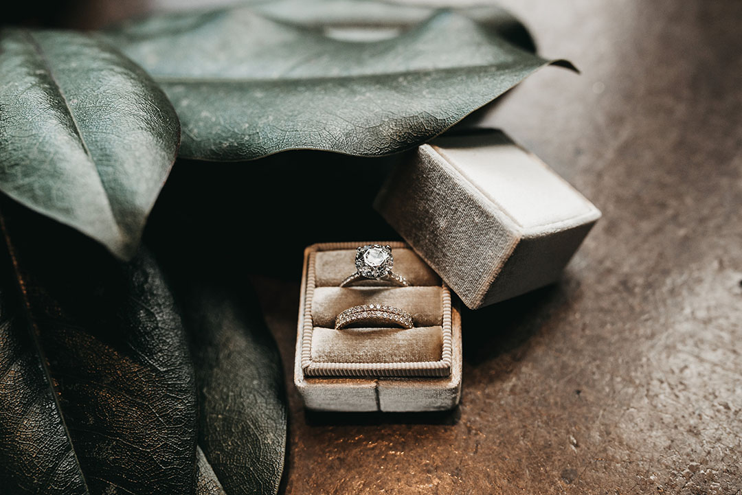 Wedding Rings in Champagne Velvet Box