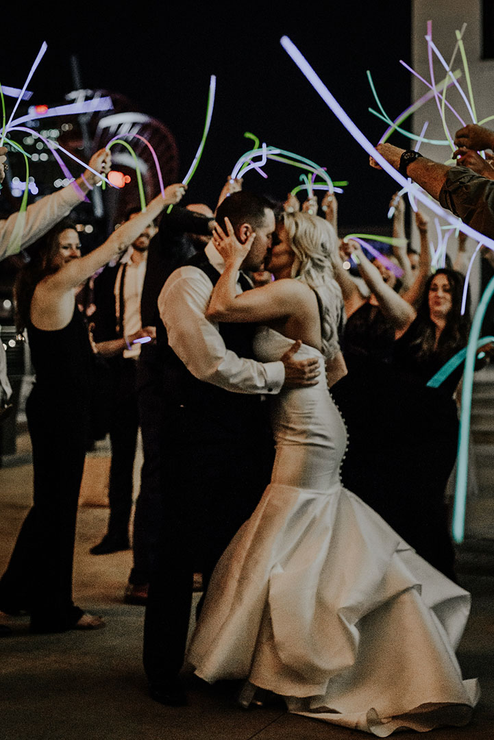 Lacey and Brandon's Glow Stick Wedding Exit