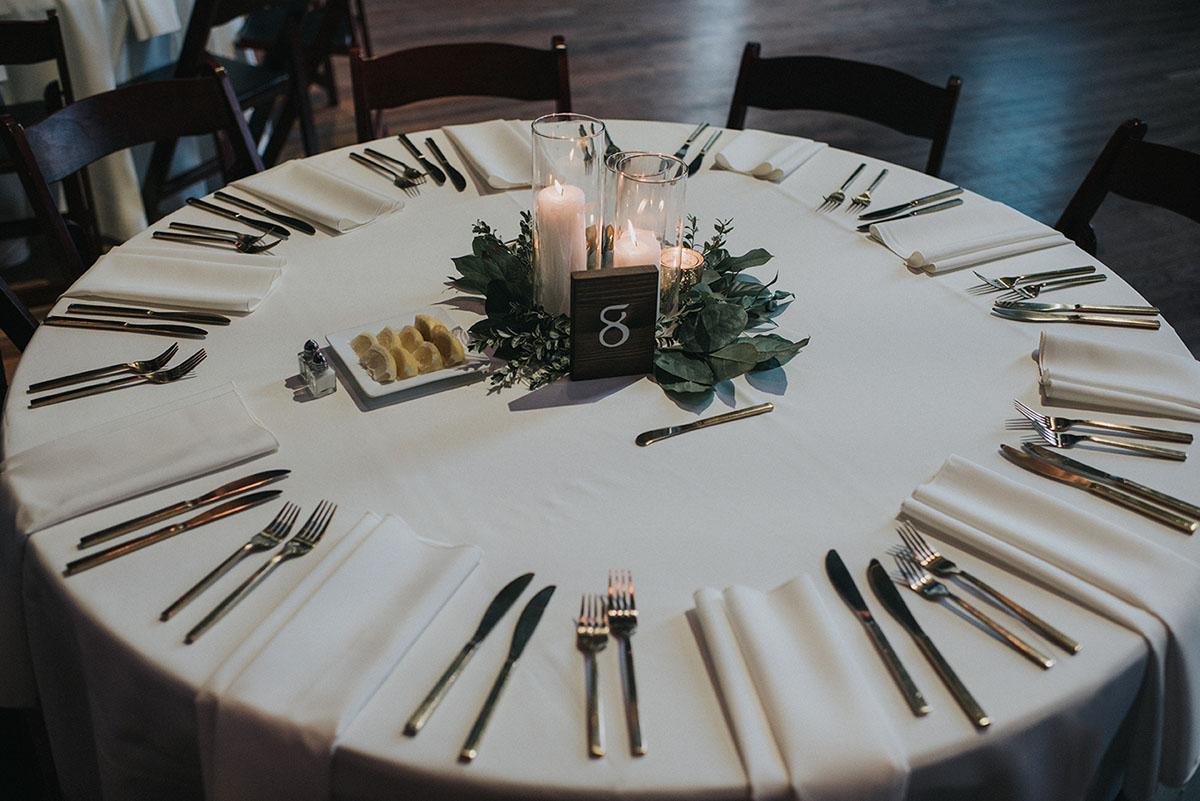 Simple Organic White Table With Greenery Centerpiece