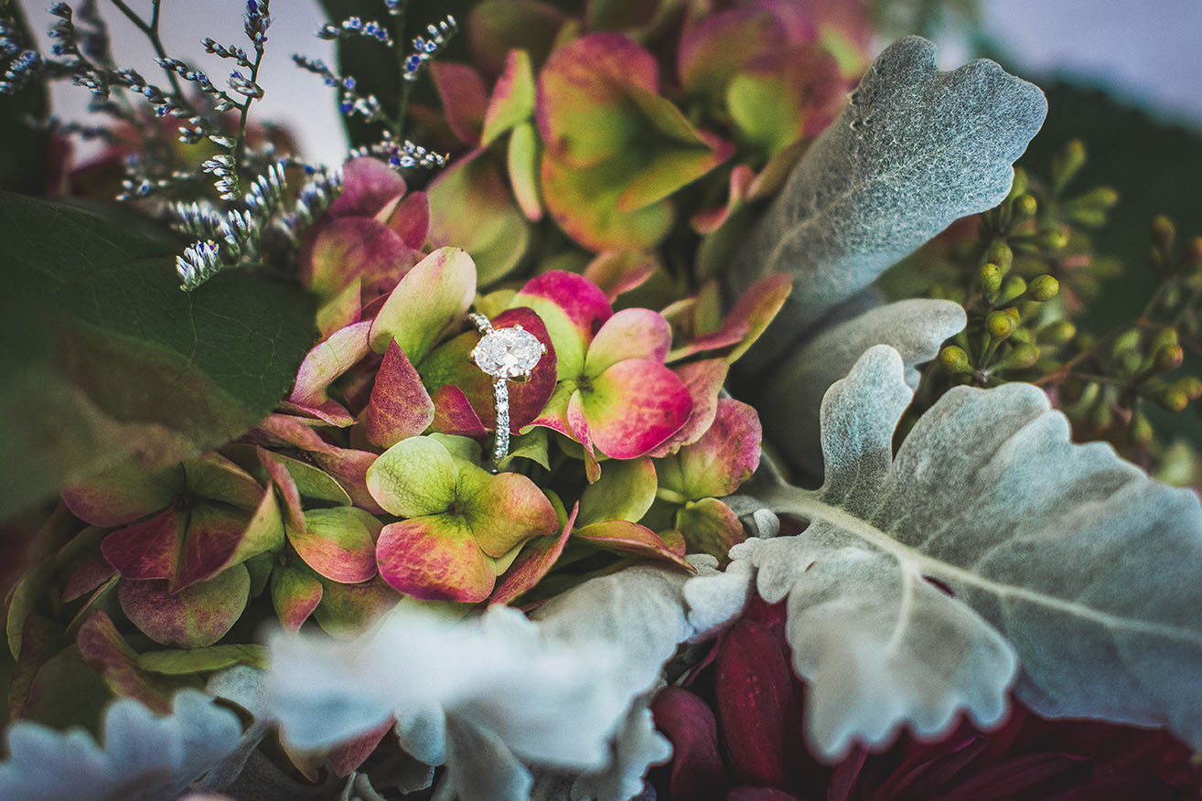 Engagement Ring in Bouquet