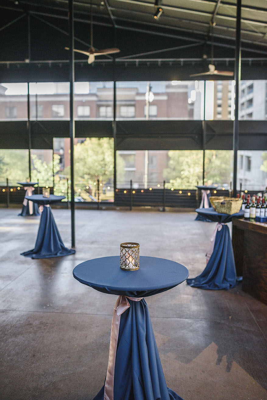 Navy Bistro Tables on Patio