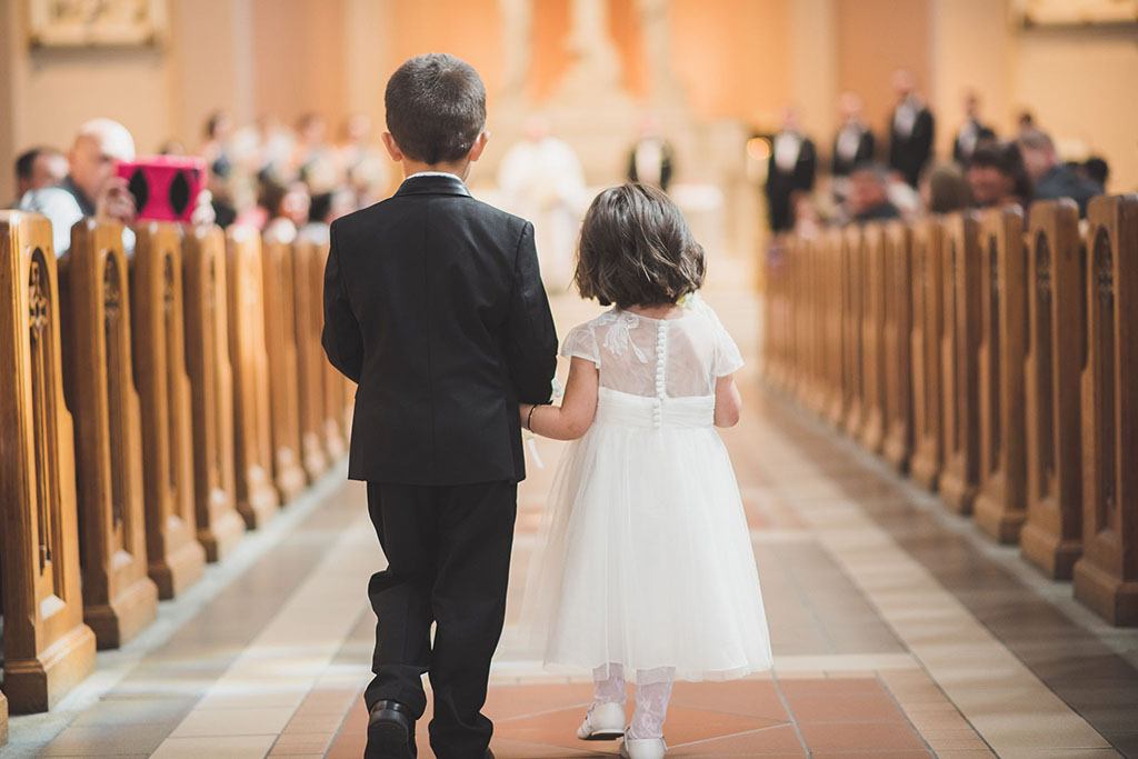 Flower Girl and Ring Bearer Walking Down Aisle