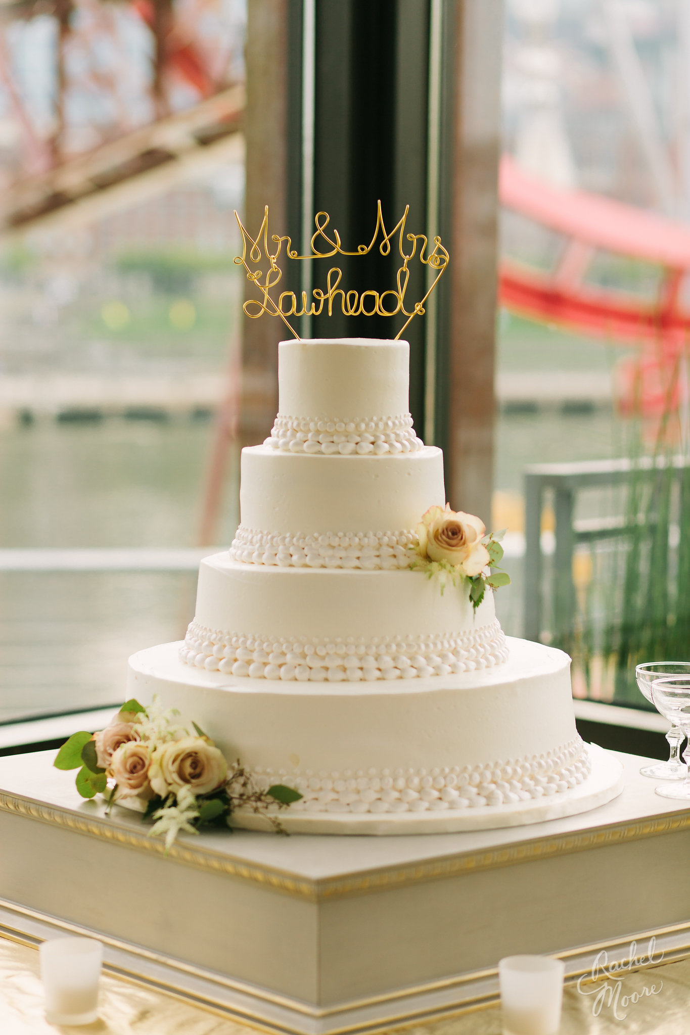 Four-tiered White Wedding Cake