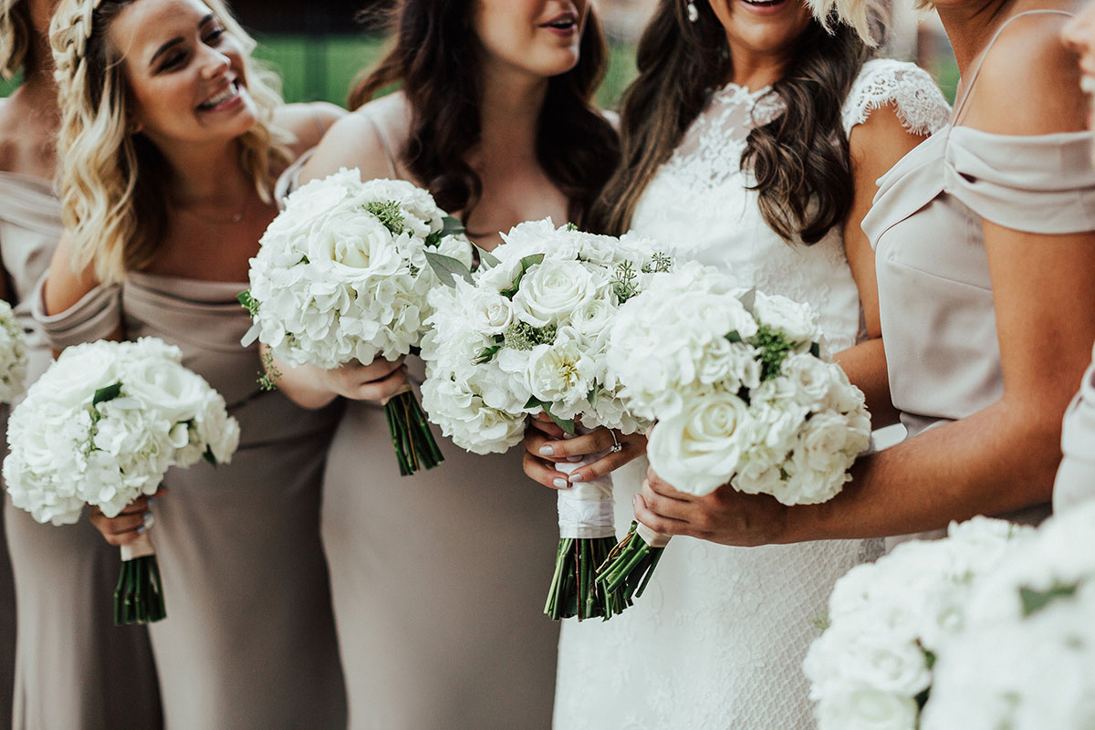 Classic All White Structured Wedding Bouquets