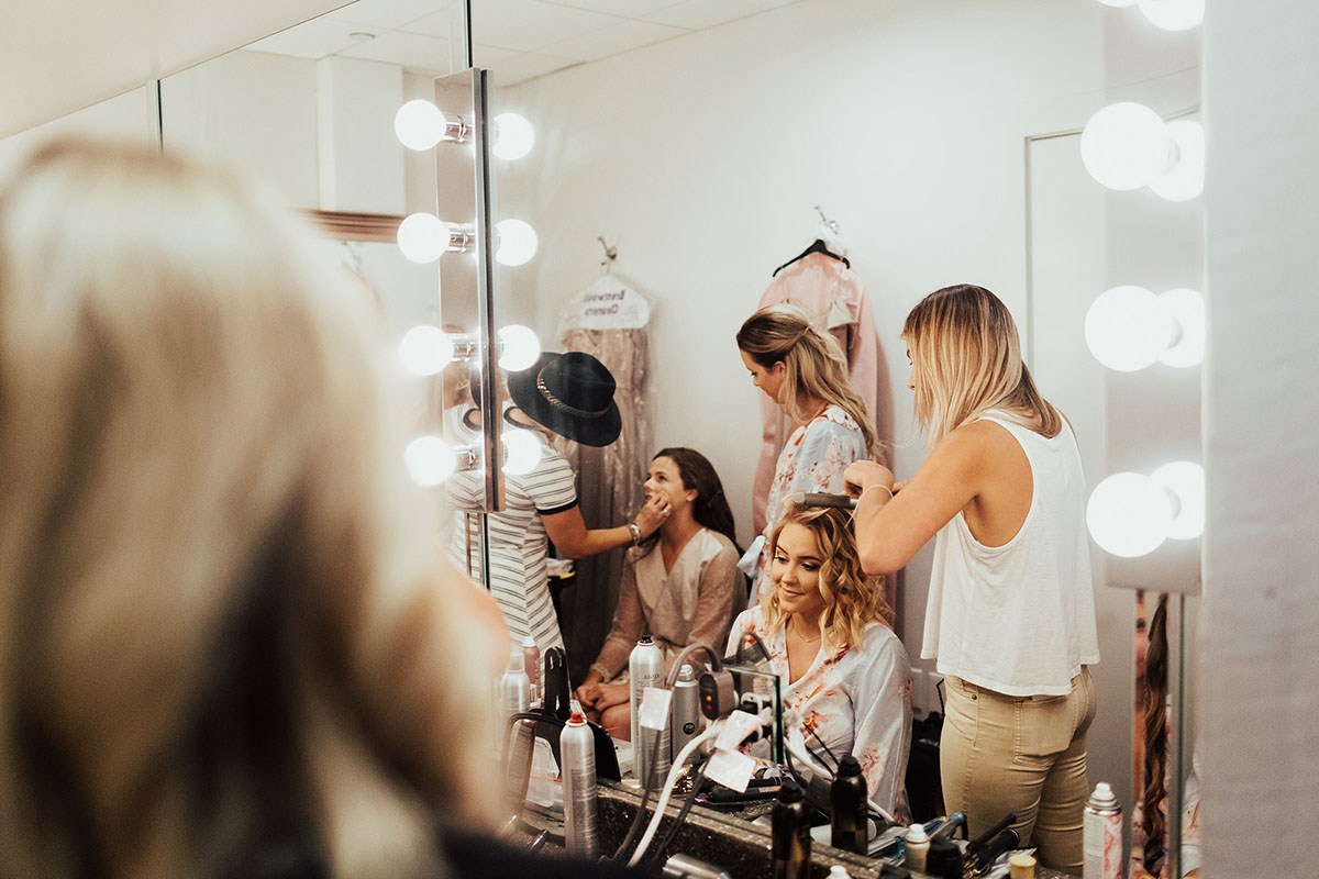 Amanda Getting Ready with Bridesmaids