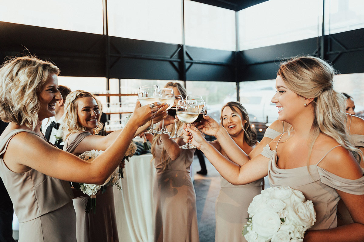 Bridesmaids Toasting