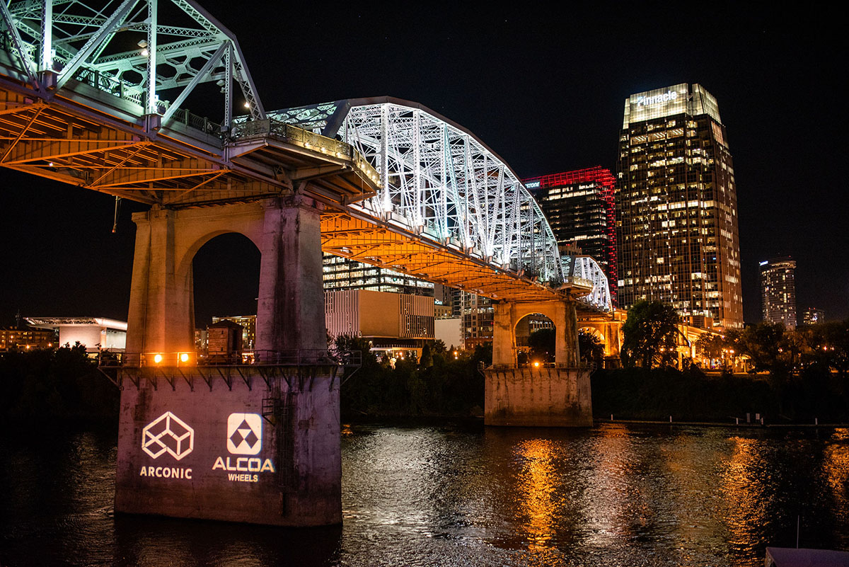 Corporate Logo Gobo on Pedestrian Bridge