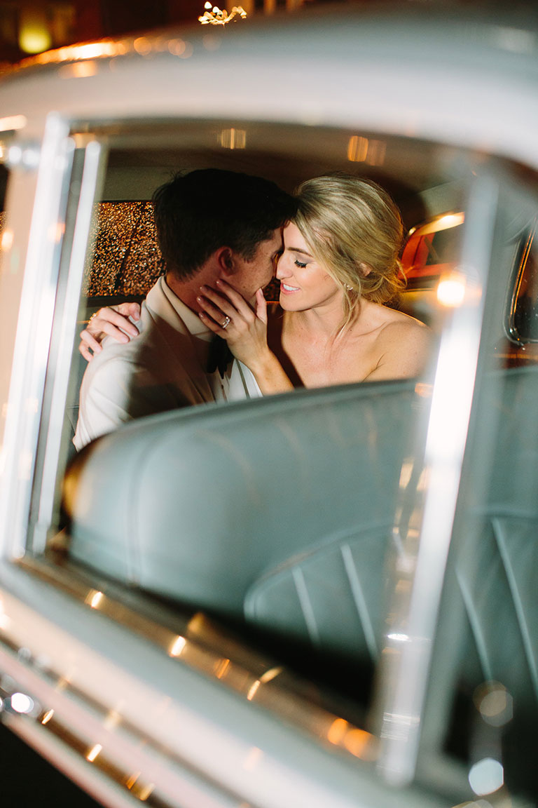 Jane and Martin Kissing in Getaway Car