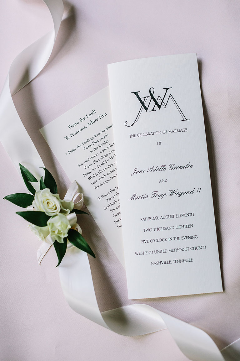 Romantic Black Tie Wedding Ceremony Program