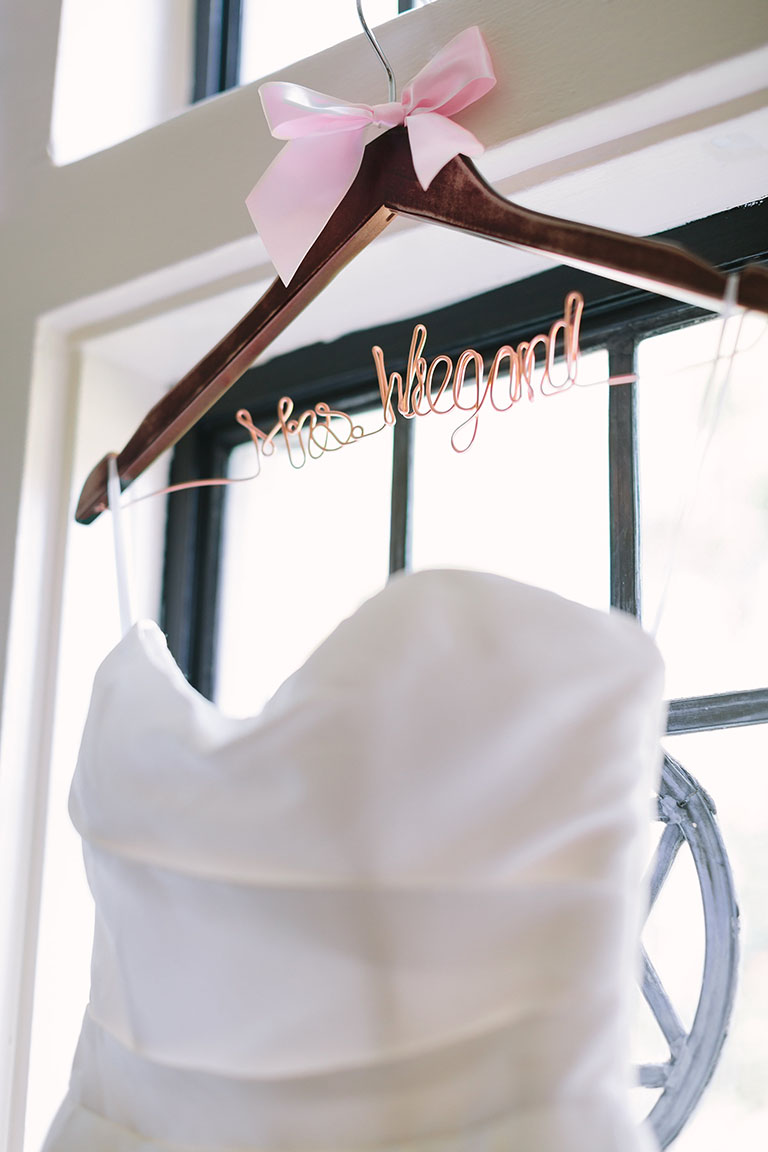 Jane's Wedding Dress on Custom Hanger