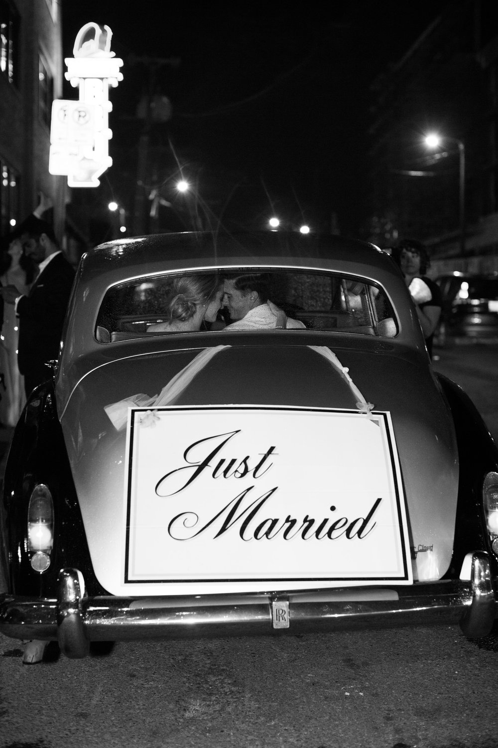 Getaway Car with Just Married Sign