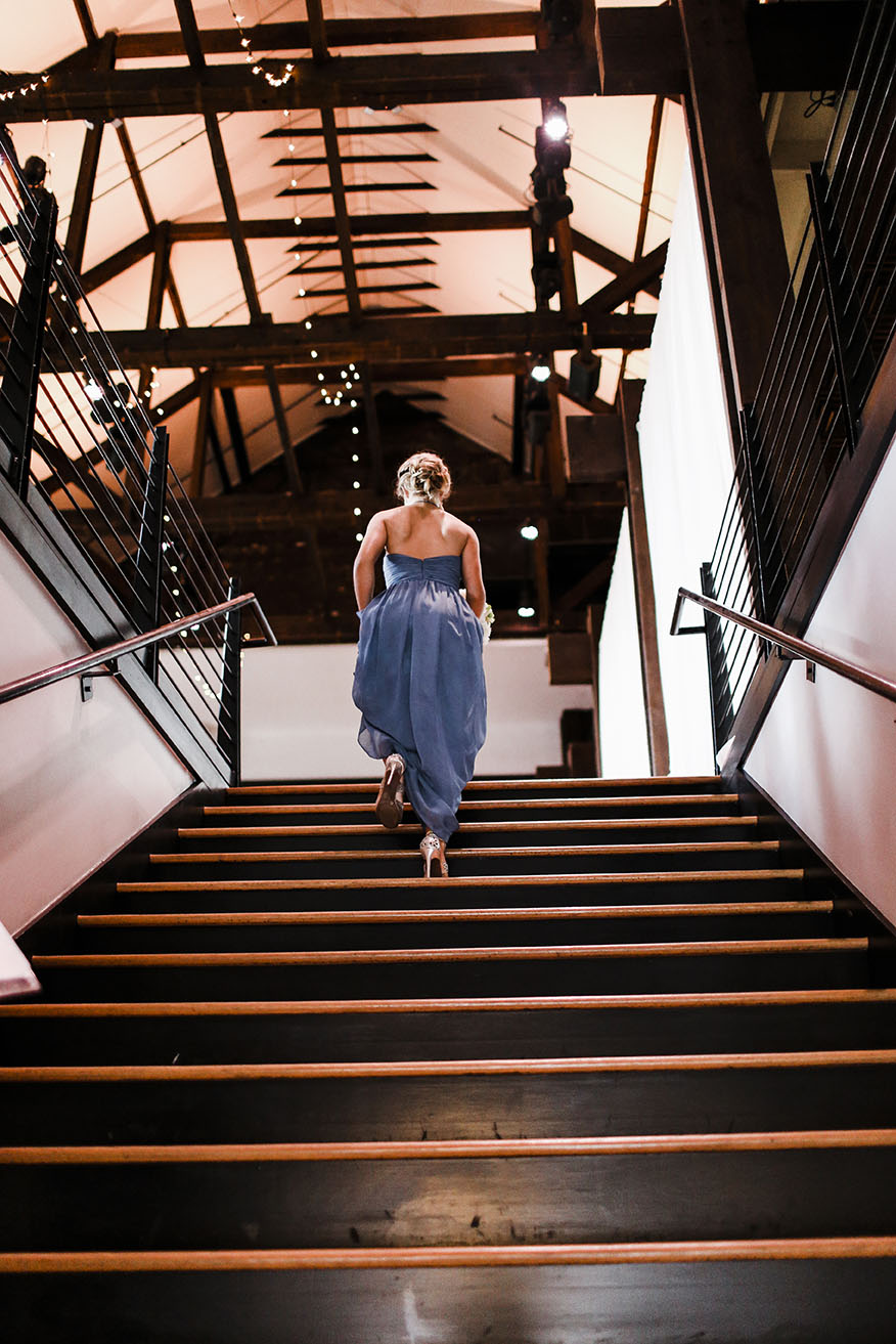 Bridesmaid Walking Upstairs