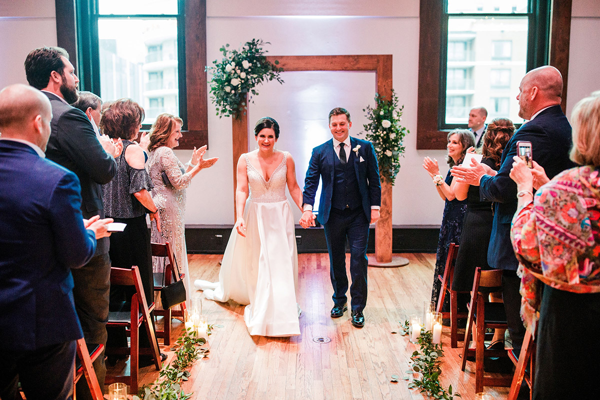 Kasey and George Walking Down Aisle