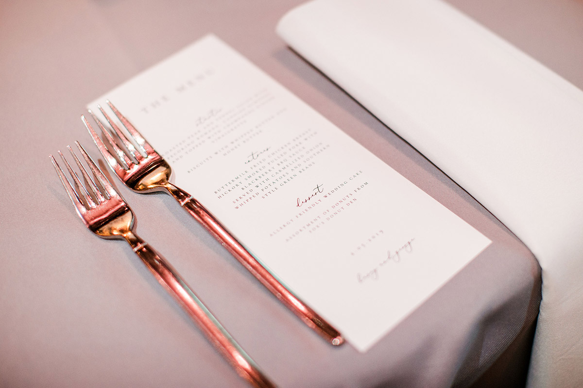 Wedding Dinner Menu at Place Setting