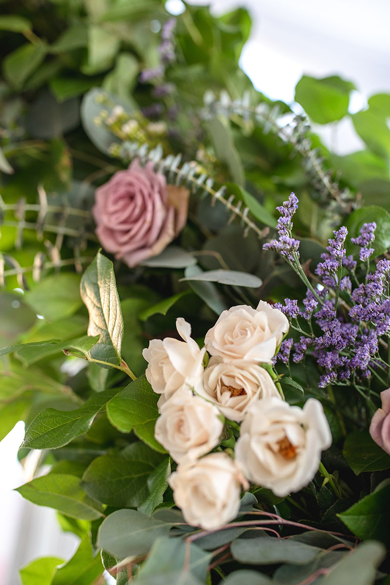 Mauve Wedding Florals and Greenery