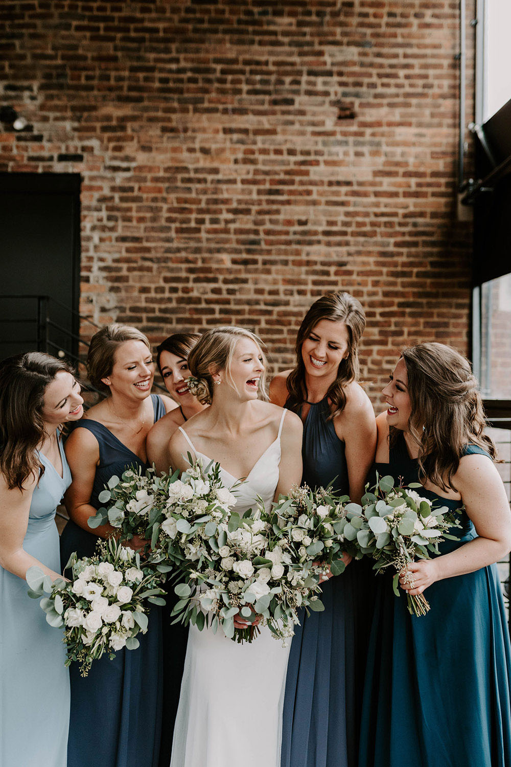 Linda Laughing with Bridesmaids