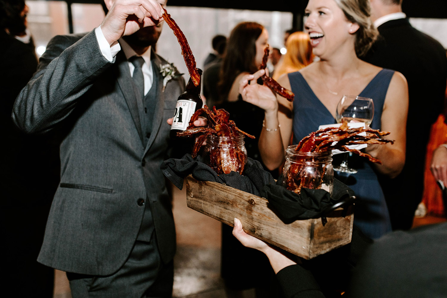 Guests Eating Candied Bacon