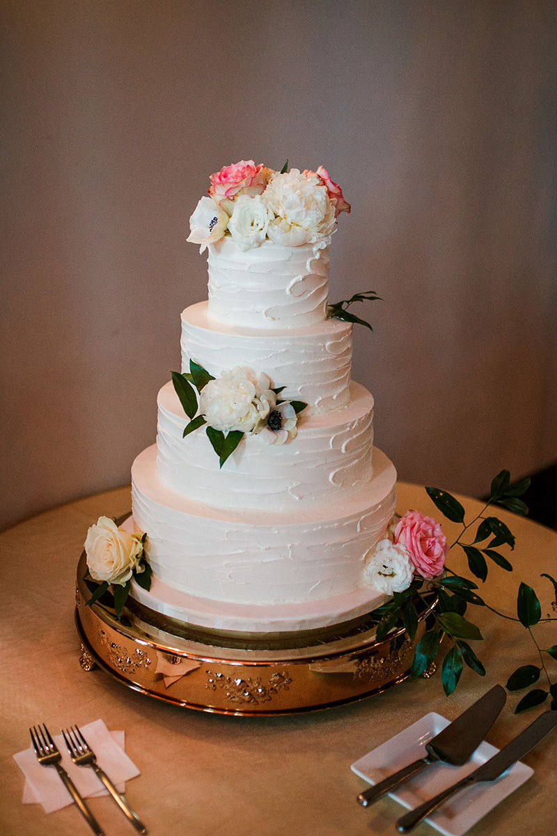 Four-Tiered White Wedding Cake