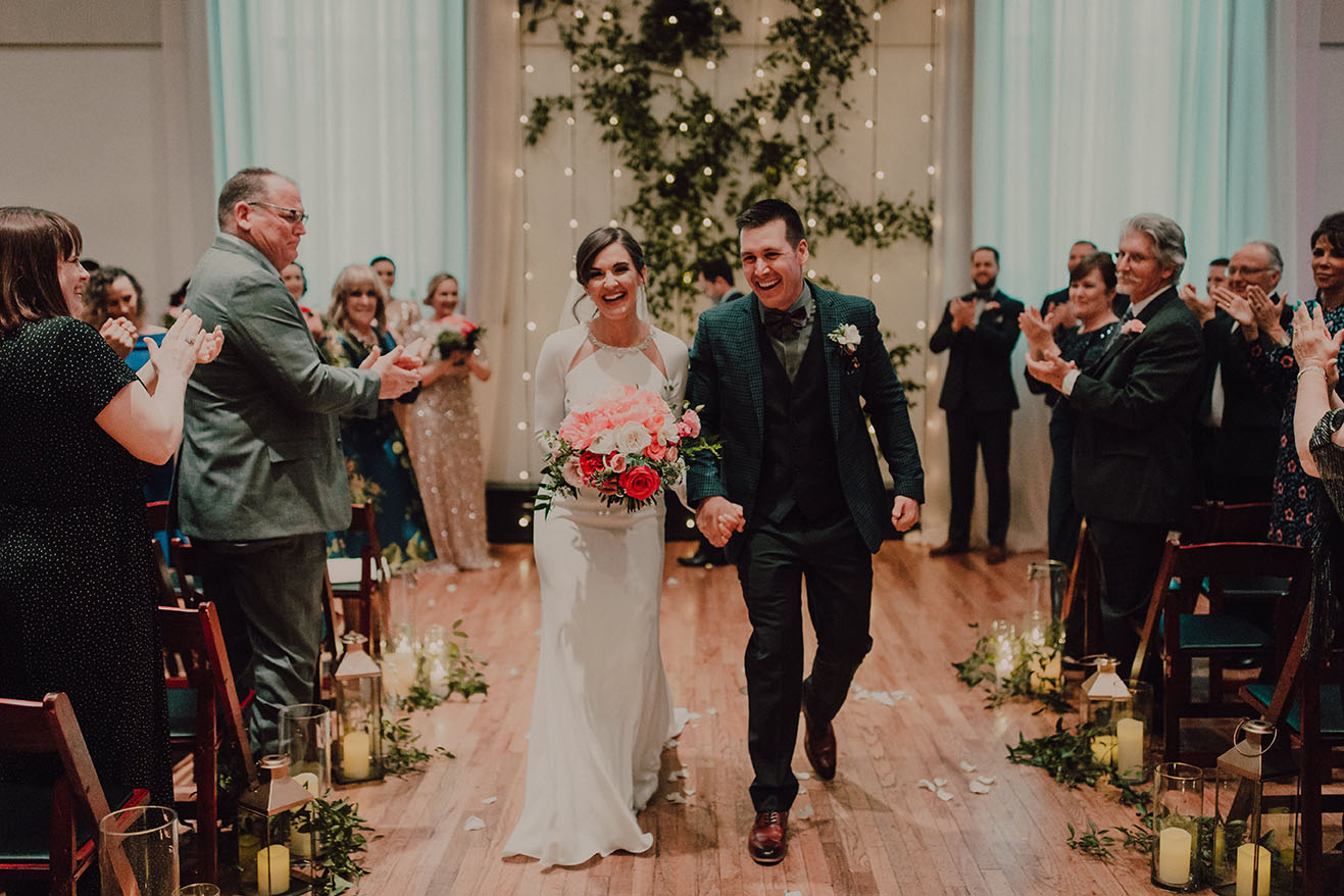 Meagan and Brian Walking Down Aisle