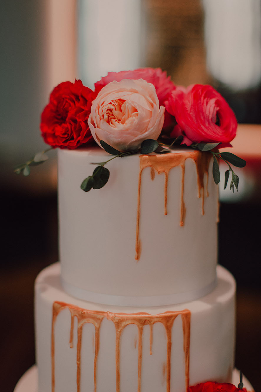 Pink Floral Wedding Cake Topper