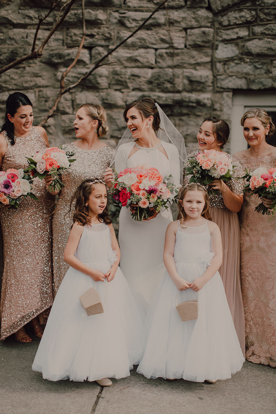 Meagan Laughing with Bridal Party