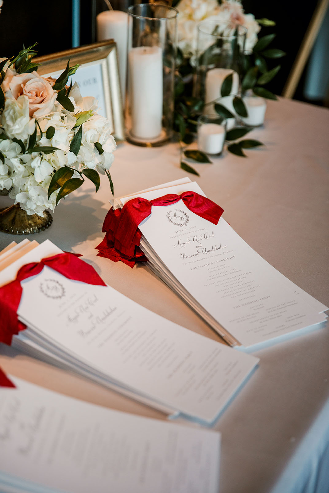 Red and White Wedding Ceremony Programs