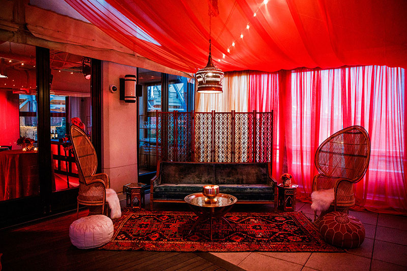 Patio with Red Draping