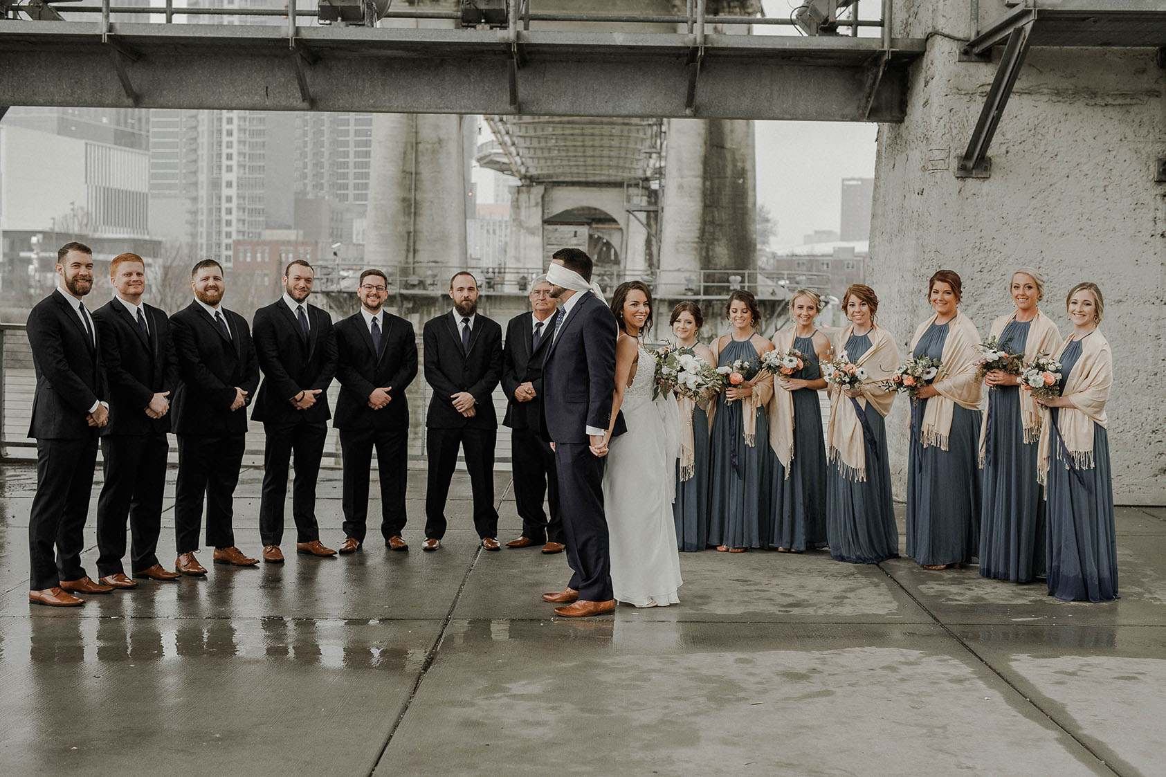 Jacob Blindfolded with Wedding Party