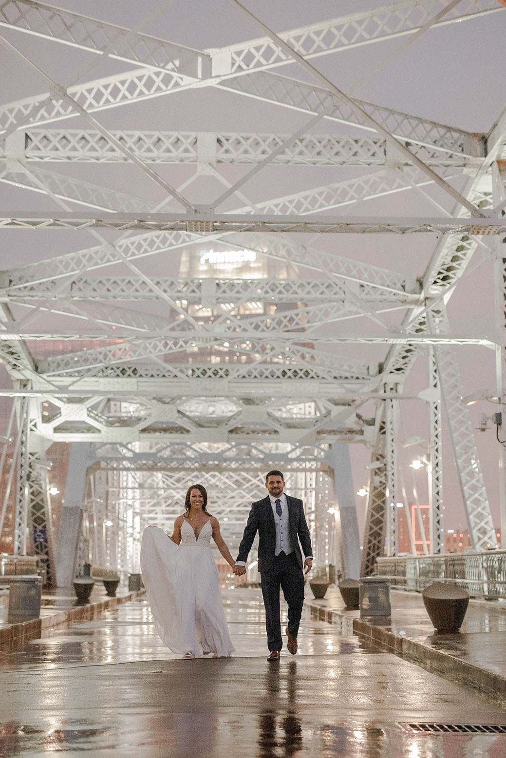 Megan and Jacob Walking in Rain