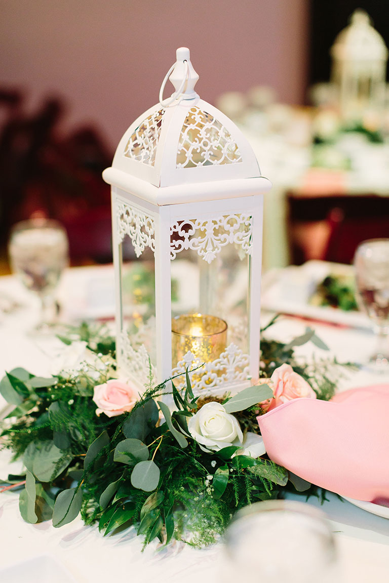 Romantic White Lantern Wedding Centerpiece